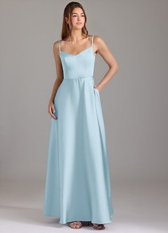 Azazie Marley Bridesmaid Dresses Sky Blue A-Line Off the Shoulder Stretch Satin Convertible Dress image3
