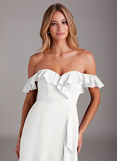 Azazie Lyra Bridesmaid Dresses White A-Line Chiffon Convertible Dress image2