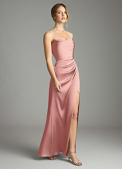 Azazie Leonis Bridesmaid Dresses Rosette Mermaid Pleated Stretch Satin Convertible Dress image6