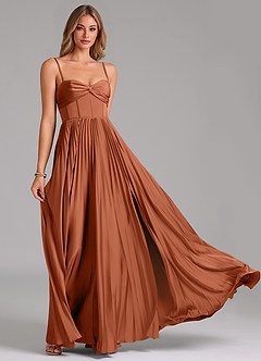 Azazie Akiko Bridesmaid Dresses Cedar Rose A-Line Sweetheart Neckline Stretch Satin Dress image5