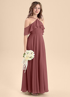 Azazie Tessabelle Junior Vestido de Amatista de Gasa de Corte En A con Vestidos sin tirantes image5