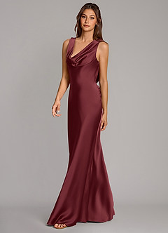 Azazie Cheryl Brudtärnklänningar Klänning av Sjöjungfru i Stretch Satin Merlot image3