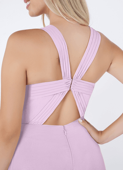 Azazie Jane Jurken voor bruidsmeisjes Jurk van Chiffon met A-Lijn V-hals geplooid Frosted Lila image5