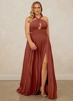 Christian Siriano Bridal for Azazie 1009 Bridesmaid Dresses Auburn A-Line Pleated Chiffon Dress image9