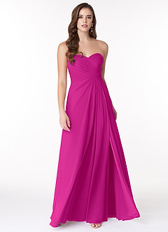 Azazie Arabella Allure Bridesmaid Dresses Fuchsia A-Line Sweetheart Neckline Chiffon Convertible Dress image4