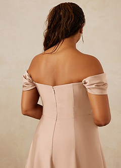 Christian Siriano Bridal for Azazie 1002 Bridesmaid Dresses English Rose A-Line Off the Shoulder Stretch Satin Convertible Dress image14
