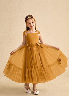 Azazie Jaci Sukienki dla dziewczynek sypiących kwiaty Linia A Pasek spaghetti Szyfon Długość kostki Sukienka image4