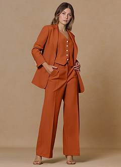 front Rowan Burnt Orange Refined Weave Performance pants