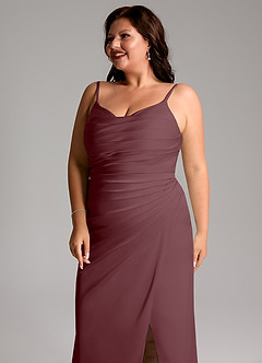 Azazie Deandra Bridesmaid Dresses Sangria Mermaid Pleated Stretch Satin Dress image12