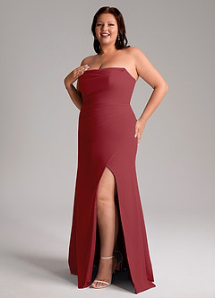 Azazie Leonis Bridesmaid Dresses Pomegranate Sheath Strapless Chiffon Convertible Dress image13