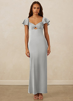Christian Siriano Bridal for Azazie 1005 Bridesmaid Dresses Silver Sheath Sweetheart Neckline Stretch Satin Dress image1