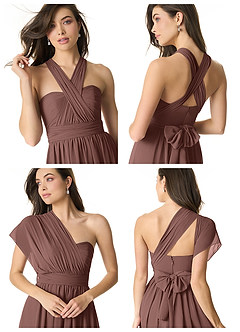 Azazie Olani Vestidos de damas de honor Vestido de Expresado de Gasa de Corte en A Convertible con Hombro unilateral image8