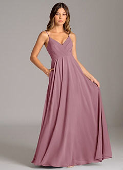 Azazie Amani Bridesmaid Dresses Vintage Mauve A-Line Pleated Chiffon Dress image6