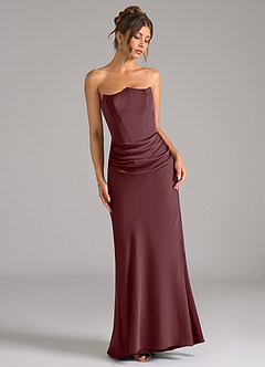 Azazie Debby Jurken voor bruidsmeisjes Converteerbaar Jurk van Stretch Satijn met Zeemeermin Strapless Sangria image3