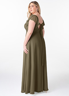 Azazie Syenna Brautjungfernkleider A-Linie Gestreift Chiffon Kleid Weidengrün image9