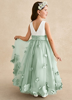 Azazie Vi Flower Girl Dresses Agave A-Line Sleeveless Tulle Dress image1