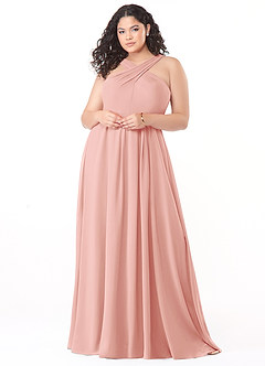 Azazie Dixie Bridesmaid Dresses Rosette A-Line Halter Pleated Chiffon Dress image7