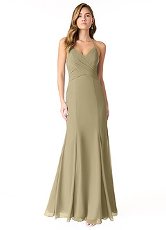 Azazie Carolina Bridesmaid Dresses Moss Green Mermaid Ruched Chiffon Dress image1