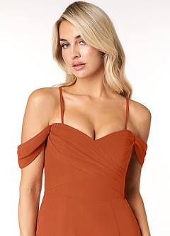 Azazie Joretta Vestidos de damas de honor Vestido de Naranja Quemada de Gasa de Corte en A Convertible con Escote de Corazón image6