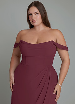 Azazie Johana Bridesmaid Dresses Cabernet Mermaid Off the Shoulder Chiffon Convertible Dress image11