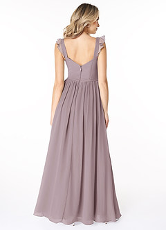 Azazie Stassie Brautjungfernkleider A-Linie Herzchen Gerüscht Chiffon Kleid Dämmerung image2