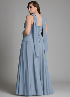 Azazie Gabriela Bridesmaid Dresses Dusty Blue A-Line Corset Chiffon Dress image14