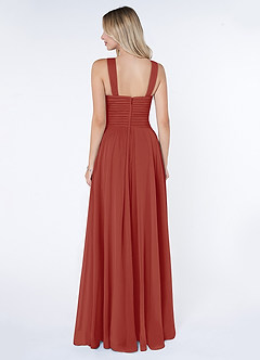 Azazie Kaleigh Brautjungfernkleider A-Linie Plissee Chiffon Kleid Terrakotta image2