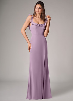 Azazie Callie Robes de demoiselle d'honneur Robe Sirène Convertible en Mousseline de soie Fente Latérale Glycine image3