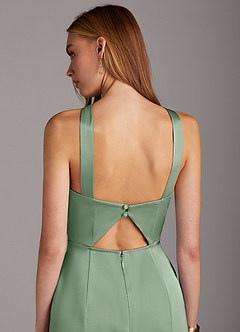 Azazie Elana Brautjungfernkleider Etui Seitliche Cut-Outs Stretch-Satin Kleid Matcha image5