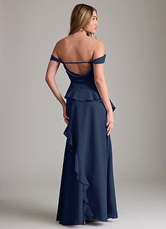 Azazie Sloane Vestidos de damas de honor Vestido de Azul Marino Oscuro de Gasa de Corte en A con Escote de Corazón image7
