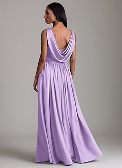 Azazie Novi Bridesmaid Dresses Lilac A-Line with Pockets Stretch Satin Dress image2
