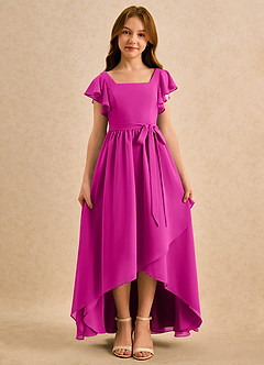 Azazie Milly Girls Formal Flower Girl Dresses Fuchsia A-Line Pleated Chiffon Dress image5