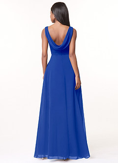Azazie Karina Brautjungfernkleider A-Linie Plissee Chiffon Kleid Königsblau image2