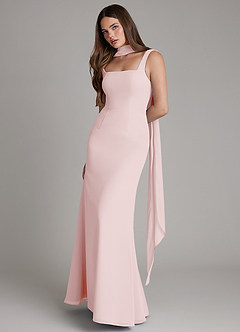 Azazie Katya Bridesmaid Dresses Blushing Pink Mermaid Square Neckline Chiffon Convertible Dress image3
