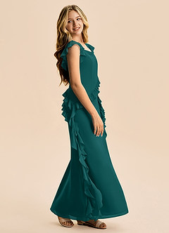 Azazie Aveline Junior Peacock A-Line Ruched Chiffon Dress image1