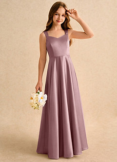 Azazie Makani Girls Formal Flower Girl Dresses Dusty Rose A-Line Sweetheart Neckline Matte Satin Dress image5