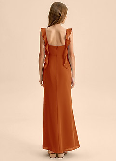 Azazie Jessamine Junior Paprika Mermaid Sweetheart Neckline Chiffon Dress image2