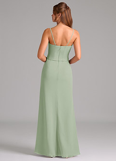Azazie Jenine Brautjungfernkleider Meerjungfrau-Linie Schulterfrei Chiffon Kleid Staubiger Salbeigrün image7