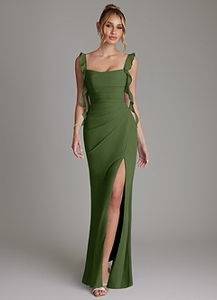 Azazie Jessamine Bridesmaid Dresses Olive Mermaid Corset Chiffon Dress image1