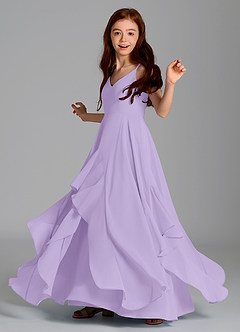 Azazie Karan Junior Abito A-Line in Chiffon Lilla image5