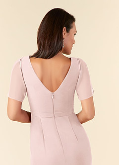 Azazie Marianne Mother of the Bride Dresses Blushing Pink Sheath V-Neck Pleated Chiffon Dress image6