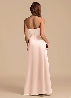 Azazie Wren Jurken voor bruidsmeisjes Jurk van Metaalachtig Satijn met A-Lijn Strapless Rosé Goud image2