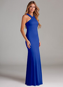 Azazie Doretta Abiti da Damigella Abito Sirena in Chiffon Plissettato Blu Reale image4
