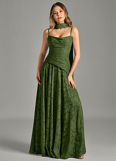 Azazie Gabriela Bridesmaid Dresses Olive A-Line Strapless Floral Burnout Dress image6