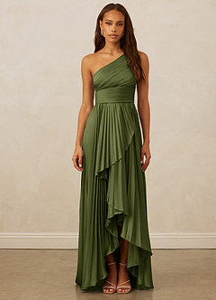 Christian Siriano Bridal for Azazie 1008 Brautjungfernkleider A-Linie One-Shoulder Stretch-Satin Kleid Olivgrün image1