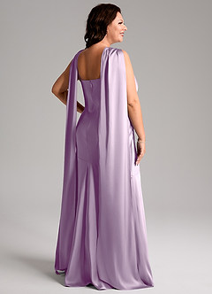 Azazie Kinsley Bridesmaid Dresses Frosted Lilac Mermaid Side Slit Stretch Satin Dress image9