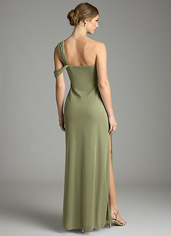 Azazie Tati Final Sale Pistachio Sheath Off the Shoulder Mesh Dress image5