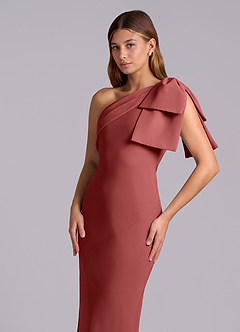 Azazie Yuanna Bridesmaid Dresses Terracotta Mermaid One Shoulder Chiffon Dress image7
