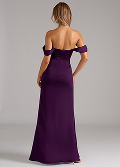 Azazie Johana Bridesmaid Dresses Grape Mermaid Off the Shoulder Stretch Satin Convertible Dress image4