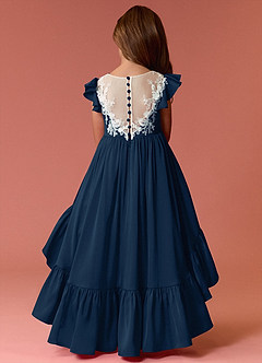 Barbie ♥ Azazie Flower Girl Dresses Dark Navy A-Line Lace Stretch Satin Dress image6